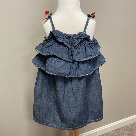 Gymboree strawberry strap chambray denim ruffle sundress 4t - Picture 3 of 8